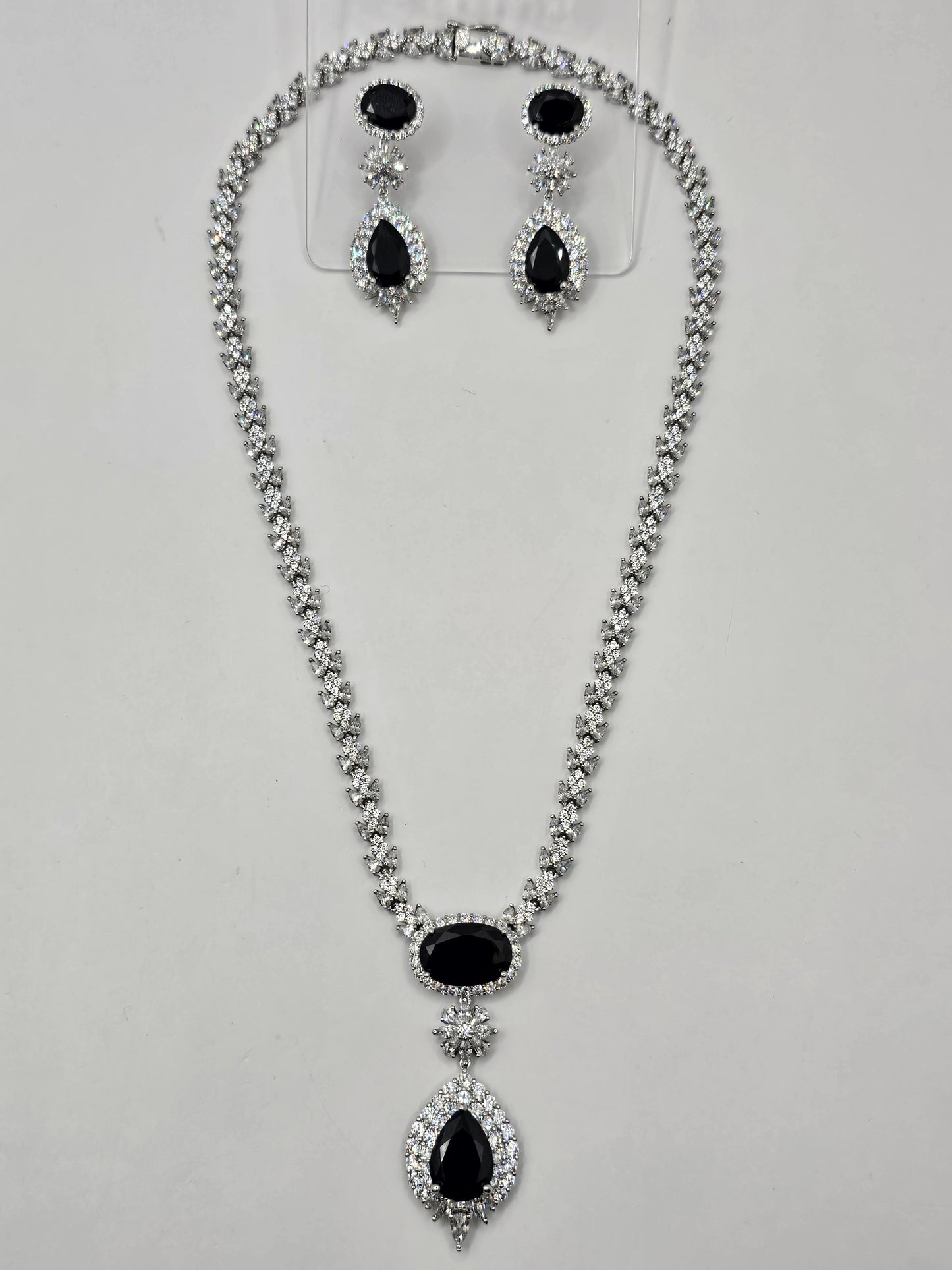 Ice Ruby CZ Diamond Cubic Zirconia Necklace set