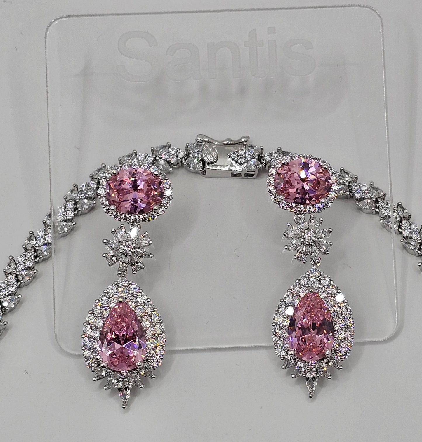 Ice Ruby CZ Diamond Cubic Zirconia Necklace set