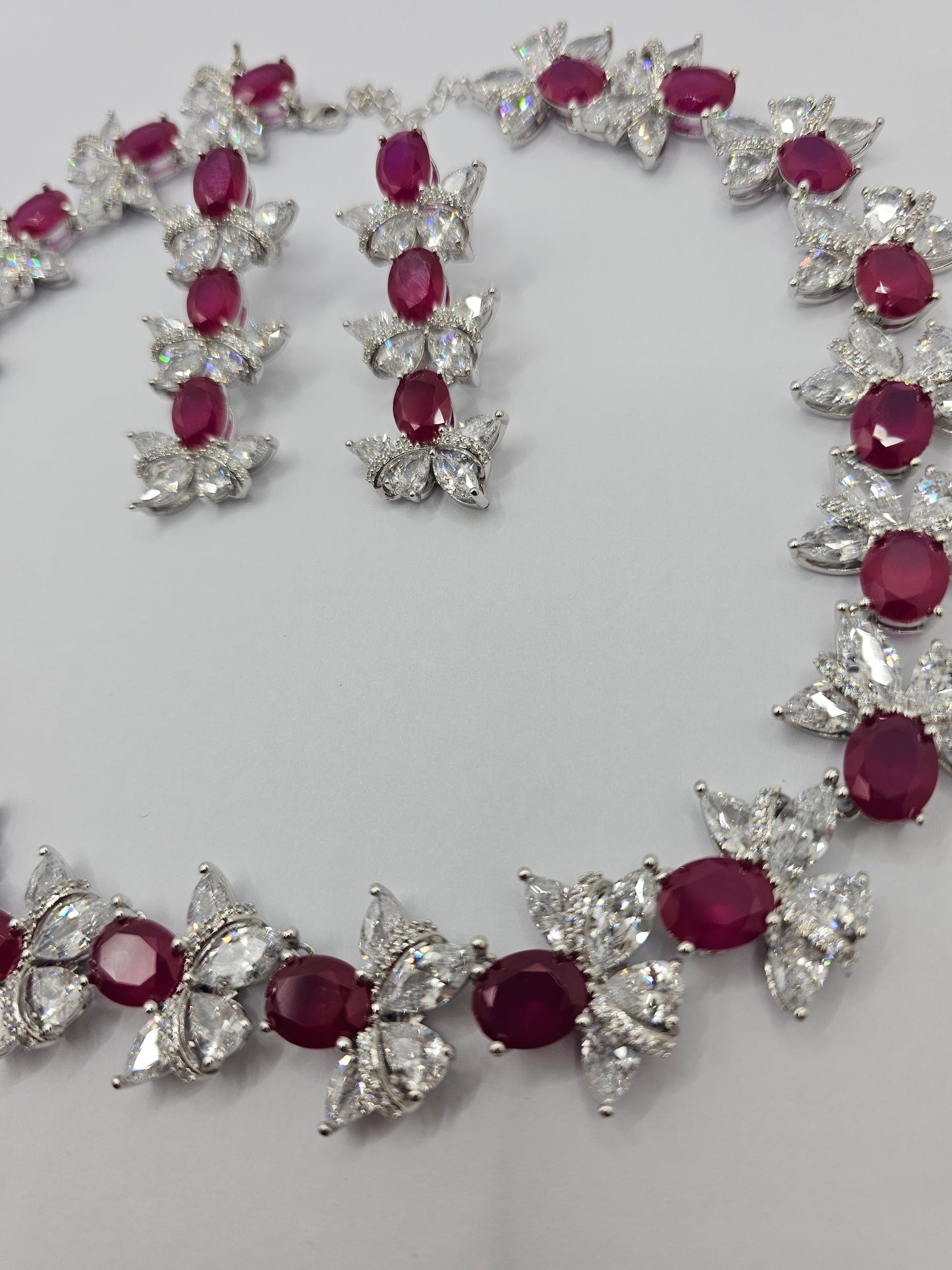 Royal Trio: Ruby, Emerald & Sapphire Necklace Set