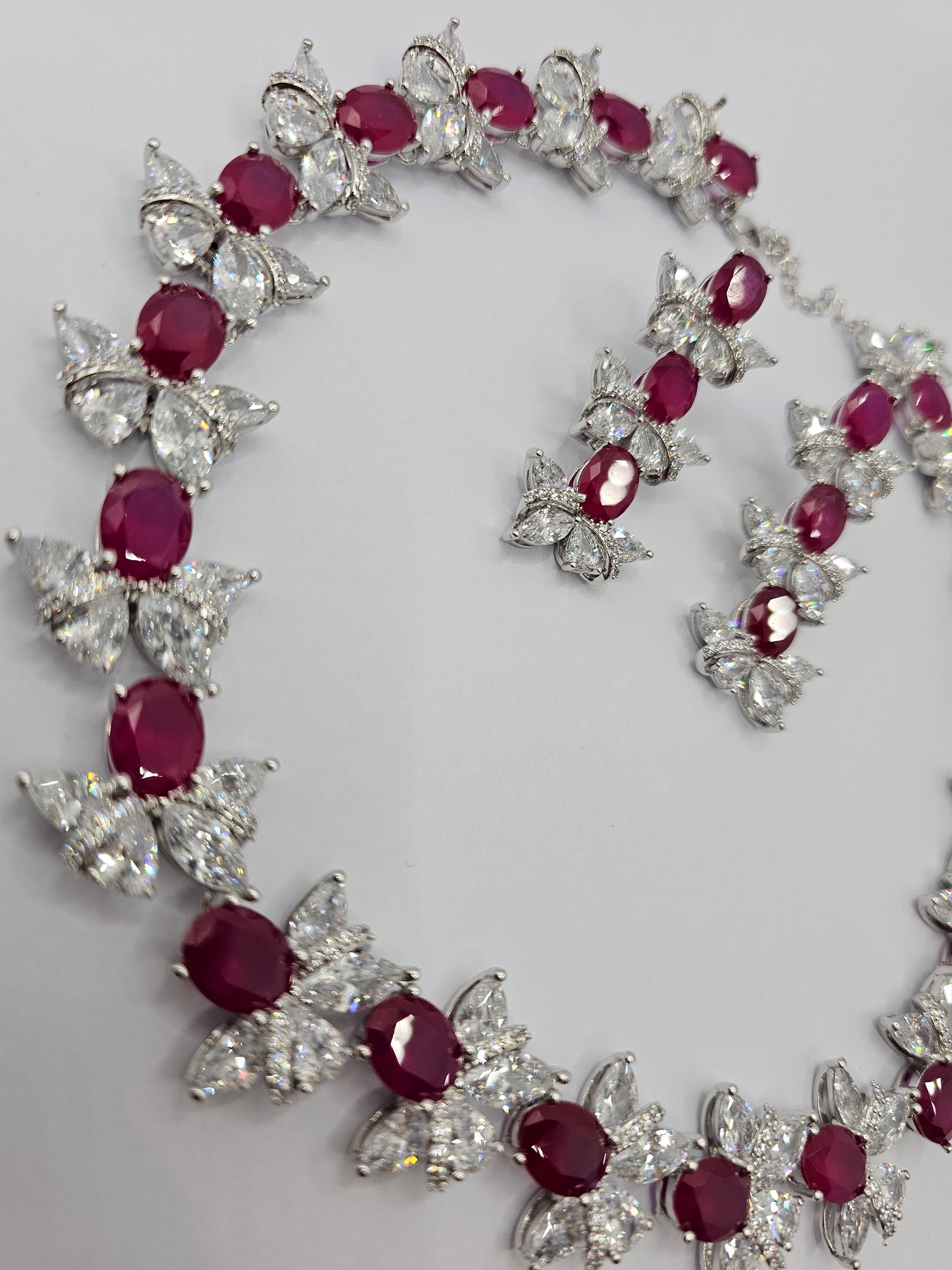 Royal Trio: Ruby, Emerald & Sapphire Necklace Set