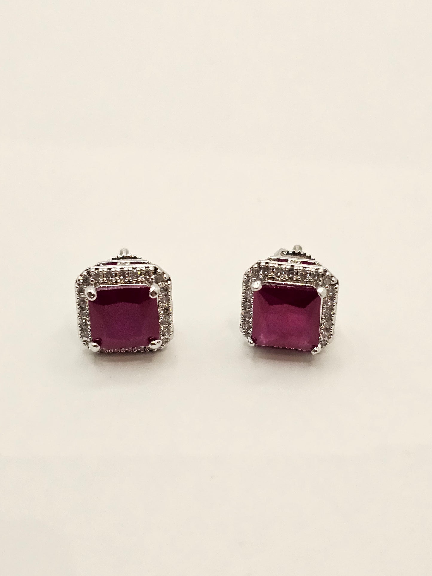 Small Rectangle Stud - Pink