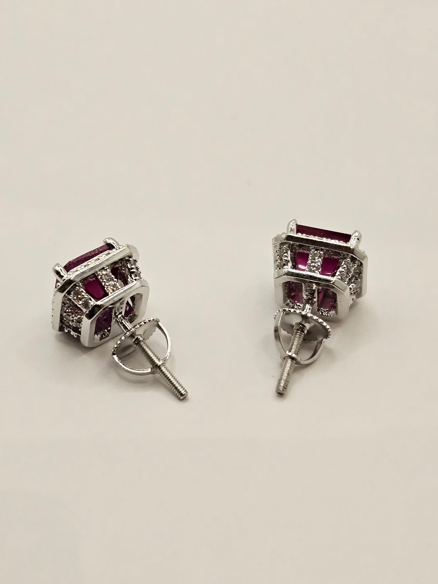 Small Rectangle Stud - Pink