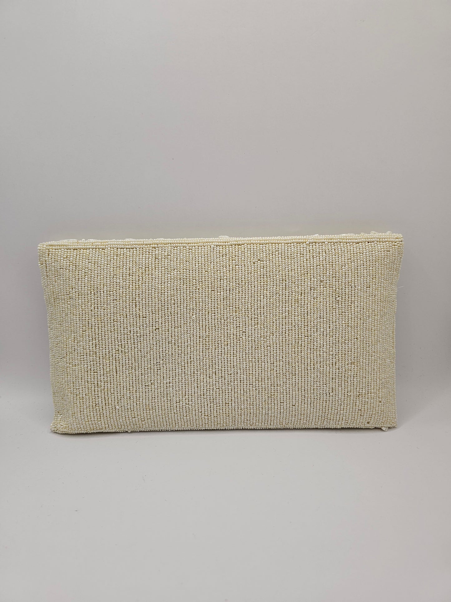 Cream Beaded Clutch