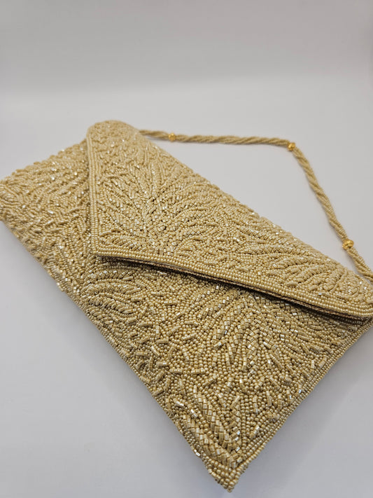 Gold Beaded Clutch