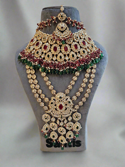 Maroon and Emerald Bridal Set