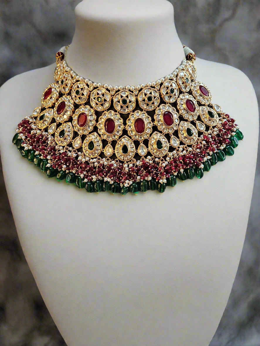 Maroon and Emerald Bridal Set