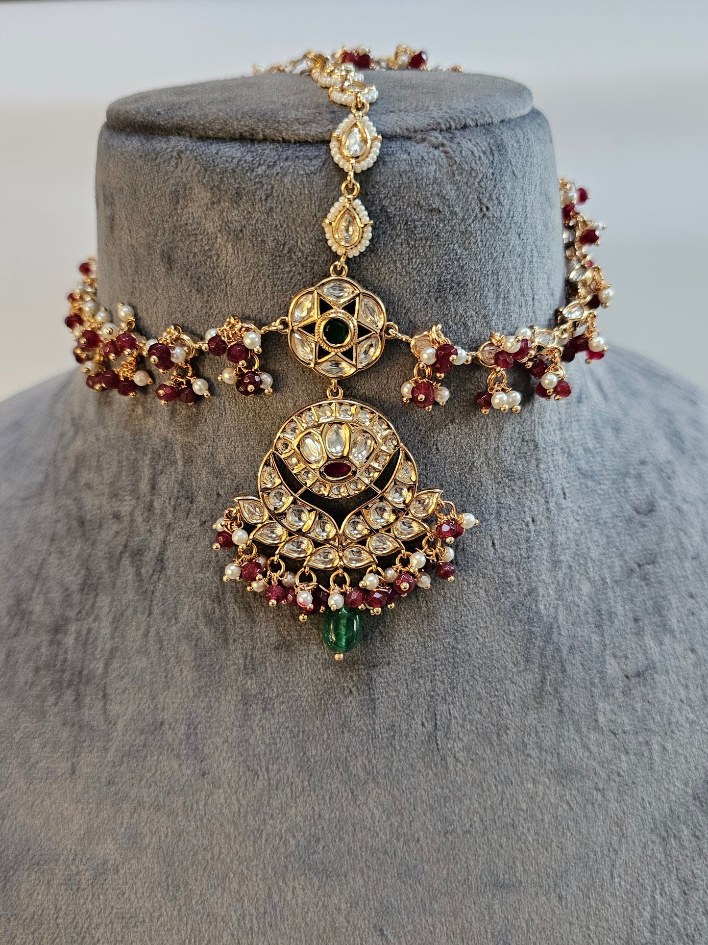 Maroon and Emerald Bridal Set