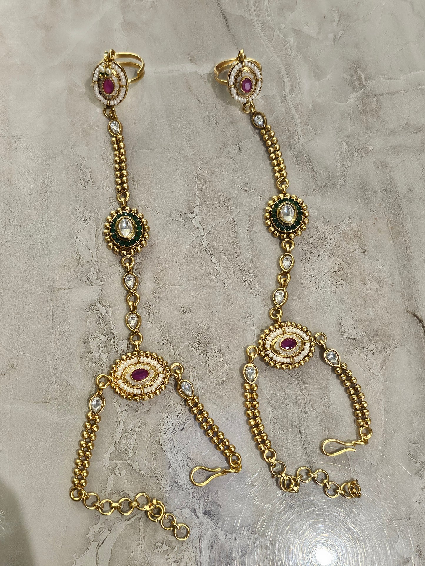 Maroon and Emerald Rajwadi Bridal Set