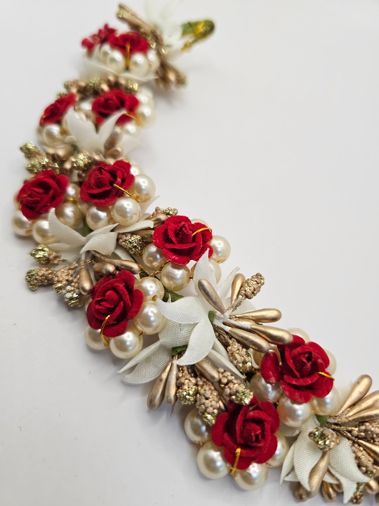 Red with gold and Pearl Headpiece