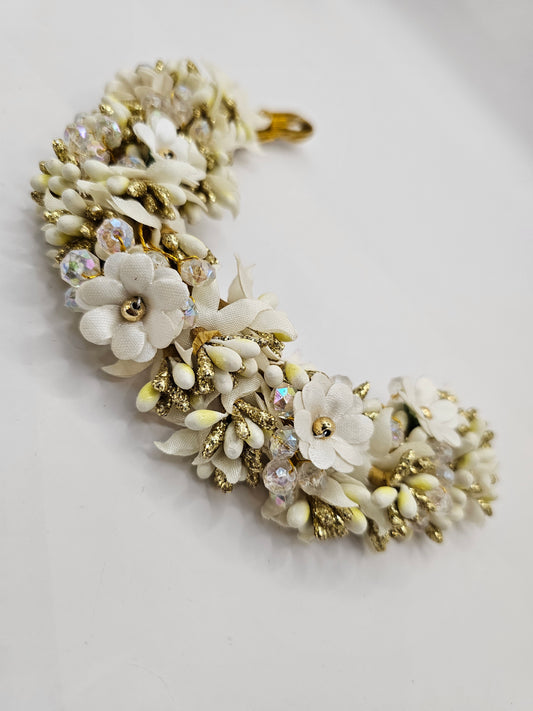 White Floral and Gold Headpiece