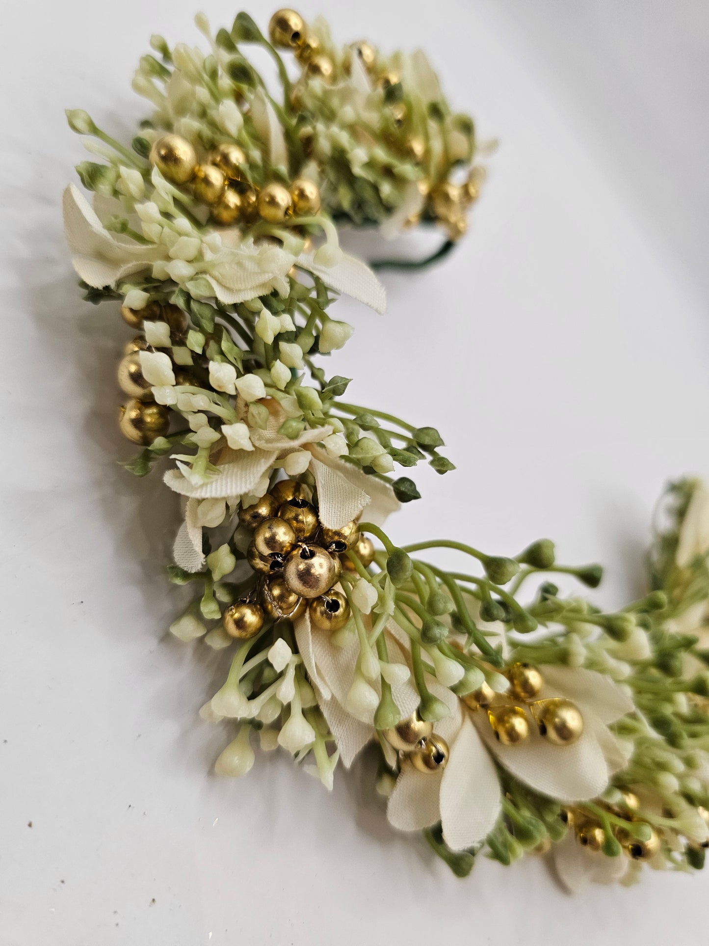 Large Cream and Gold Bead Headpiece