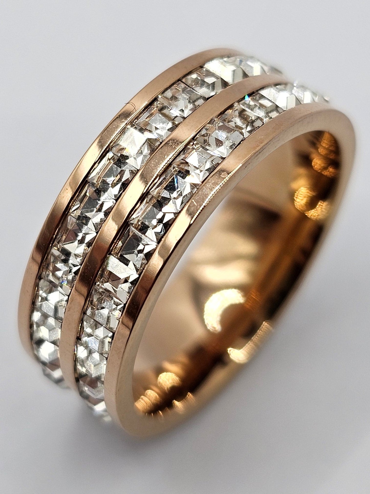 Durable & Stylish Rose Gold Polish Stainless Steel Ring