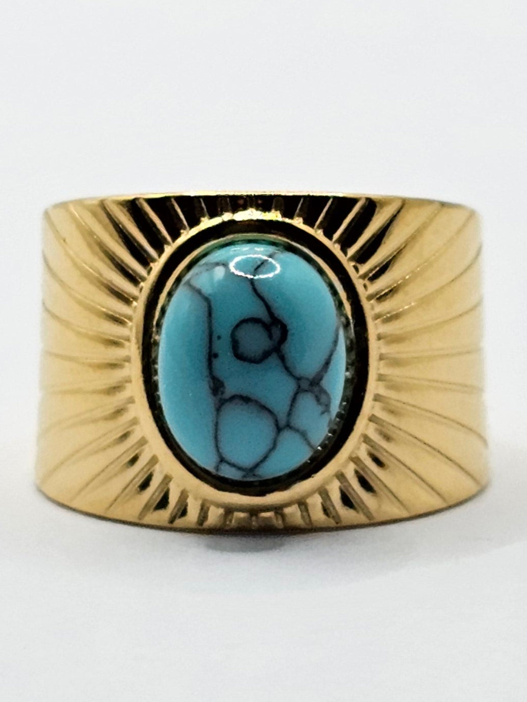 Turquoise Stainless Steel Adjustable Ring