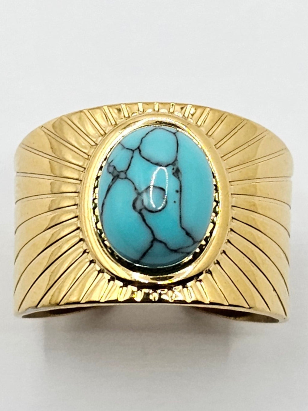 Turquoise Stainless Steel Adjustable Ring