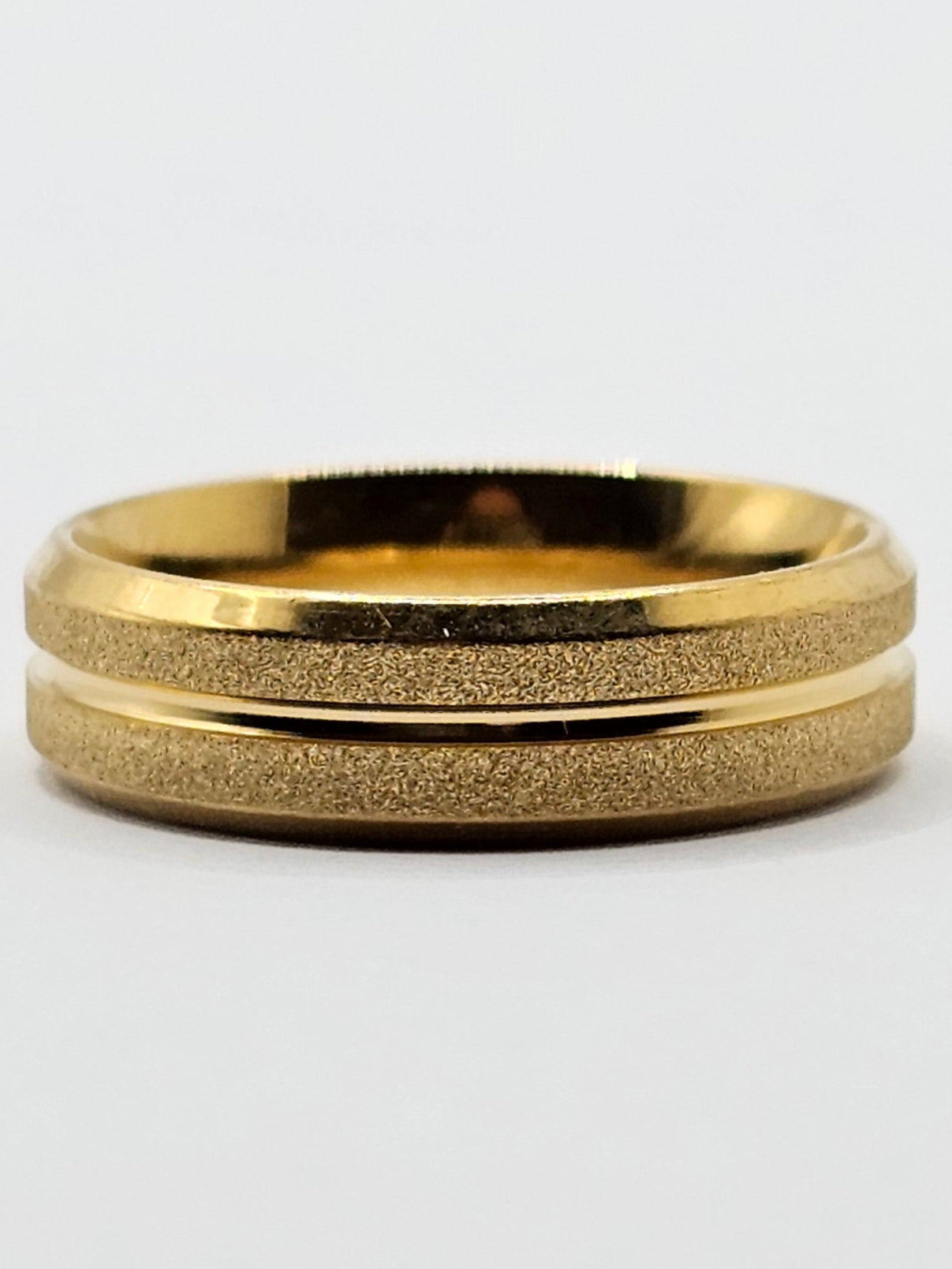 Glitter-Infused Gold Polish Stainless Steel Ring