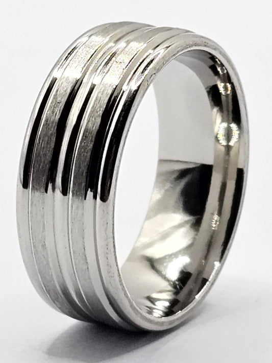 Thick Unisex Silver Polish Steel Ring