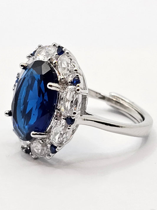 Sapphire CZ Stone Adjustable Ring